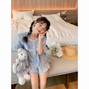 Mùa Hè Ngọt Ngào Và Dễ Thương Cho Bé Gái Phong Cách Hàn Quốc Hoa Tươi Nhà Bộ Quần Áo Mới Trẻ Em