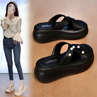 đôi sandal tăng chiều cao đế dày cho nữ mặc ngoài mùa hè phong cách mới cùng váy đi biển ngọc tr