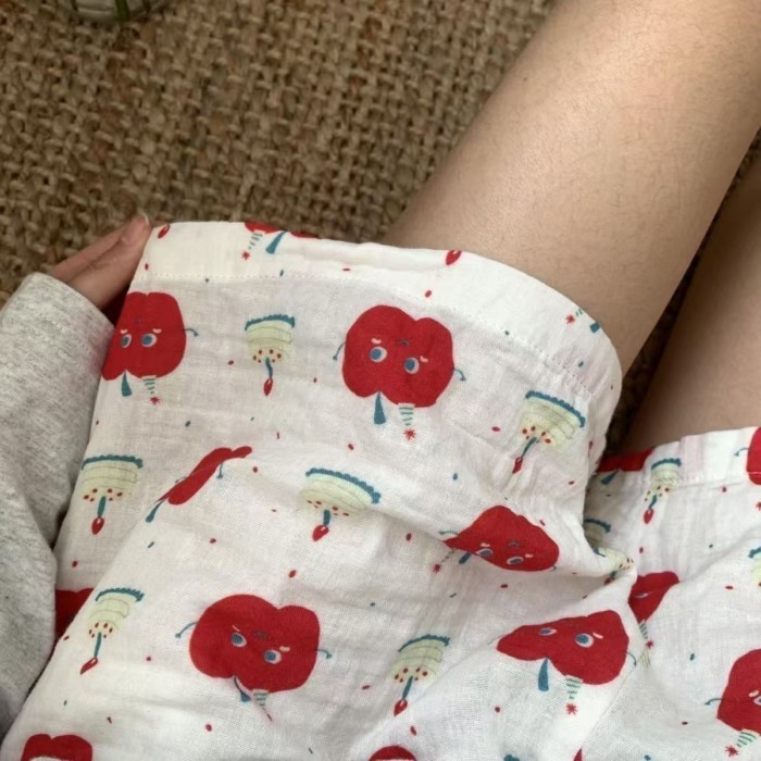 chiếc quần đi bộ Bộ đồ ngủ hình con gà lỗ mũi hoạt hình ngọt ngào và dễ thương cho nữ Bộ đồ ngủ q