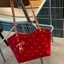 New Korean Style Red Flower Canvas Bag, Contrasting Color Woven Shoulder Bag, Tote Bag, Commuter
