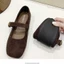 Giày Đơn Phong Cách Retro Nông Miệng Nữ Thu Đông Thoải Mái Và Đa Năng Beanie Giày Khóa Thẳng