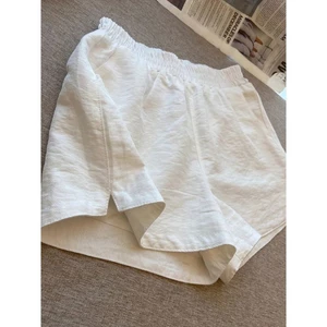 Cotton Nguyên Chất Khe Trắng Quần Short Thoáng Khí Nữ Mỏng Rộng Đa Năng Chữ A Quần Ôm Thường