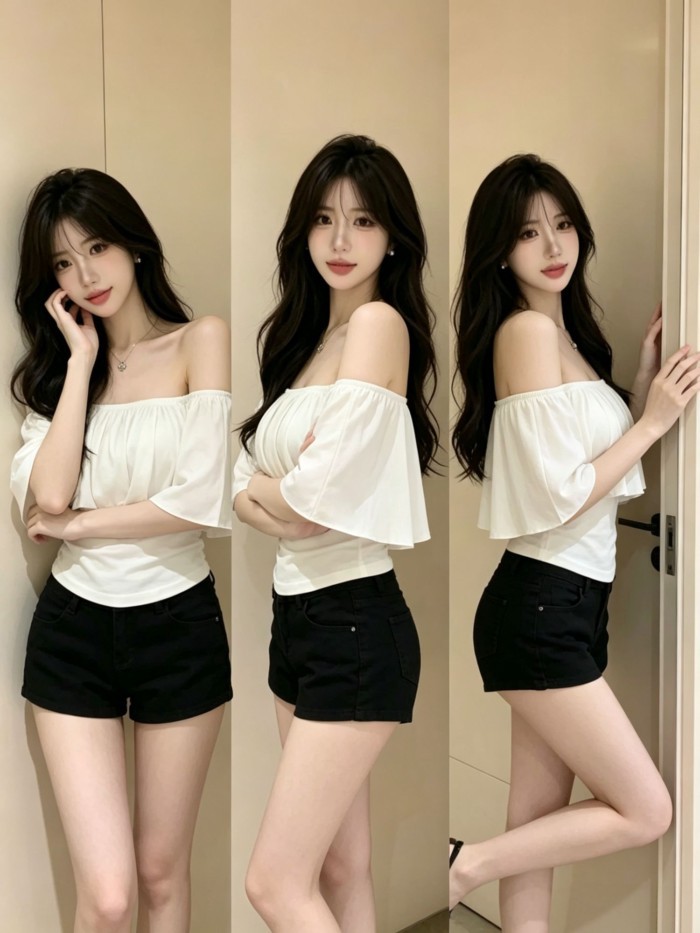 lá sen một chữ dịu dàng siêu cổ tích tay ngắn mùa hè thuần khiết dục vọng hot girl áo trễ vai gợ