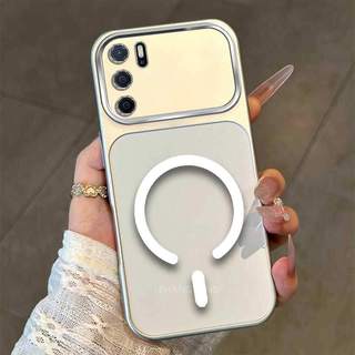 Ốp Lưng Cho OPPO A16 A16K Màu Cao Cấp Mới Mẫu Lưng Silicon Mờ Cửa Sổ Lớn Vỏ Điện Thoại Thẩm Mỹ Từ Hút Vòng Thiết Kế Mới