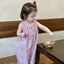 Bé Gái Quần Áo Mùa Hè Dễ Thương Kẻ Sọc Không Tay Tai Thỏ Áo Liền Quần Bé Gái Thời Trang Casual S