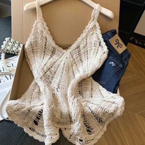 Công nghiệp nặng Dopamine xanh móc treo rỗng mùa hè dành cho nữ mới Loose Slim bên trong và b