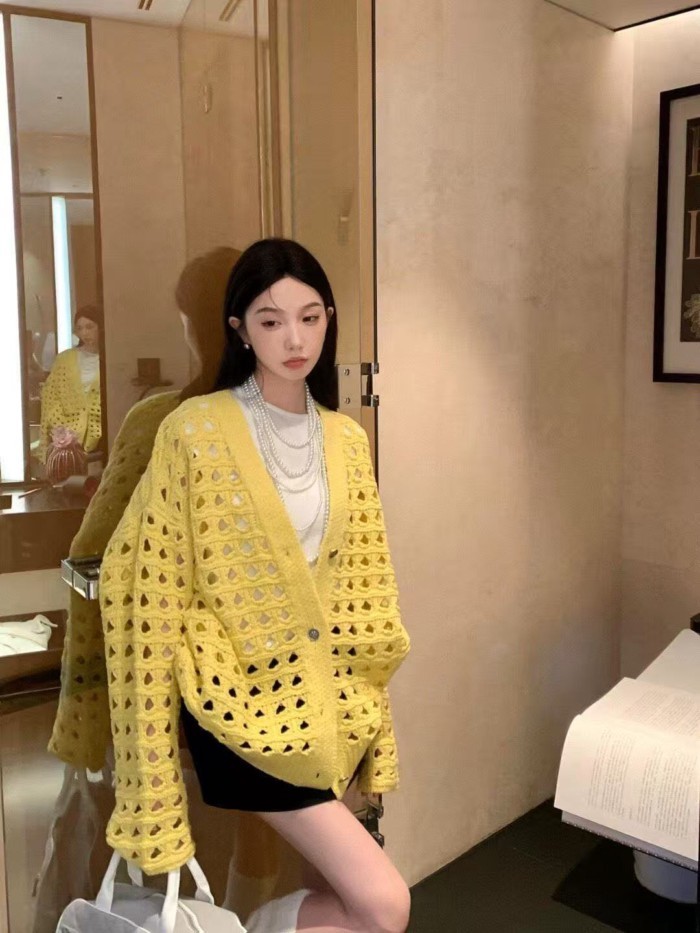 Áo len rỗng phong cách Hàn Quốc cho nữ mùa xuân hè mới đa năng thời trang lười biếng áo len d