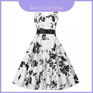 Audrey Hepburn thập niên 1950 Vintage Halter Style Polka Dot Swing Party Dress