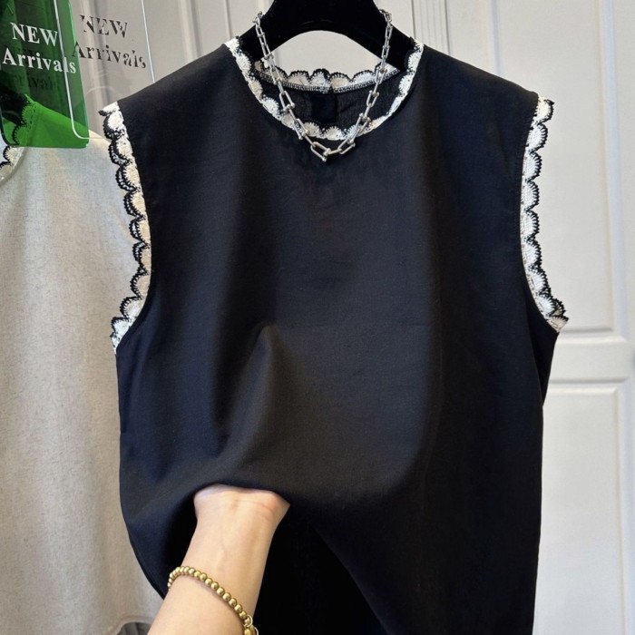áo vest đen nữ mùa xuân hè cao cấp áo vest móc ren nhẹ