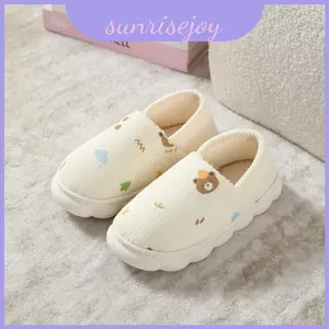 Dép đi trong nhà mùa đông bằng vải Cotton có đệm chân và thiết kế in hình gấu để sử dụng trong nhà