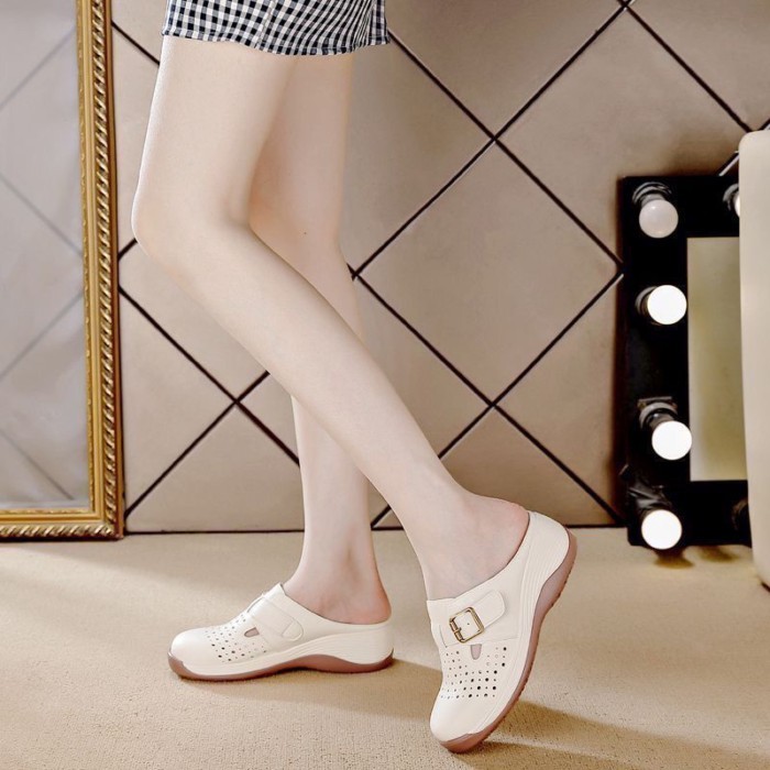 Giày thường ngày cho nữ, dép nửa dép, giày trắng xuân hè, đế dày, dép xỏ ngón, dép lười cho nữ