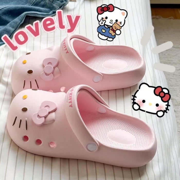 Hoạt Hình Dễ Thương Mèo Kt Bao Đầu Croc Giày Nữ Nhà Mặc Ngoài Trời Thoáng Khí, Thoải Mái Và Đ