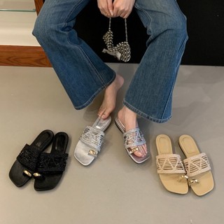 Retro Style One-line Braided Flat Sandals For Women To Wear Summer New Style Flip-flops Comfo