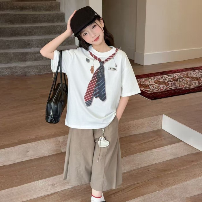 cô gái cotton nguyên chất mùa hè phong cách thời trang mới vừa và nhỏ dành cho trẻ em sọc vui nh