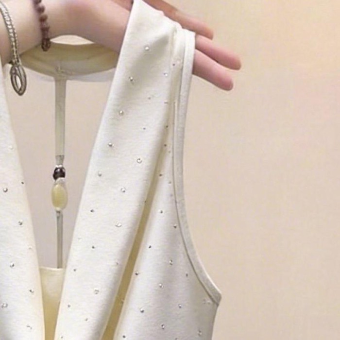 chấm bi dây cổ áo vest nữ mỏng ngày lễ phong cách gợi cảm thuần khiết Desire hở lưng Pháp không