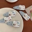 miếng dán vải chấm bi màu xanh sữa, kẹp tóc nơ mèo dễ thương, kẹp tóc mái, kẹp vải bên hông