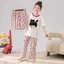 bộ đồ ngủ bé gái phong cách mùa hè quần ngắn tay trẻ em trẻ em lớn bé gái phong cách hoạt hình q