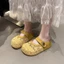 Giày nữ ren Birkenstock đế dày dệt kim hở mũi nửa dép có đế mềm để mặc bên ngoài