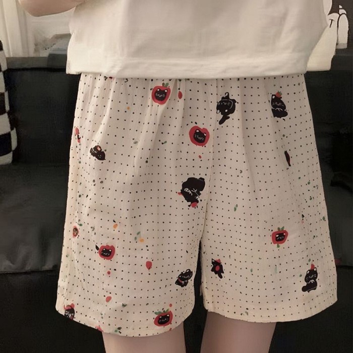 bộ đồ ngủ rộng rãi mùa hè giản dị phong cách Nhật Bản mây cotton hoạt hình dễ thương đi bộ về nhà