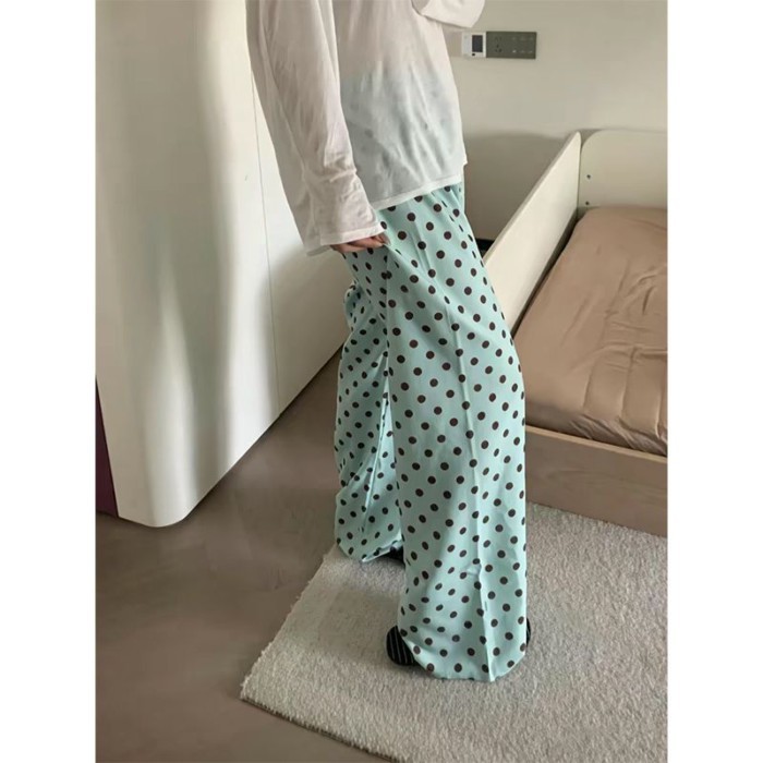 bộ đồ ngủ chấm bi mùa hè dành cho nữ, dáng rộng, mỏng, giản dị, đa năng, mỏng, chống muỗi, ống r