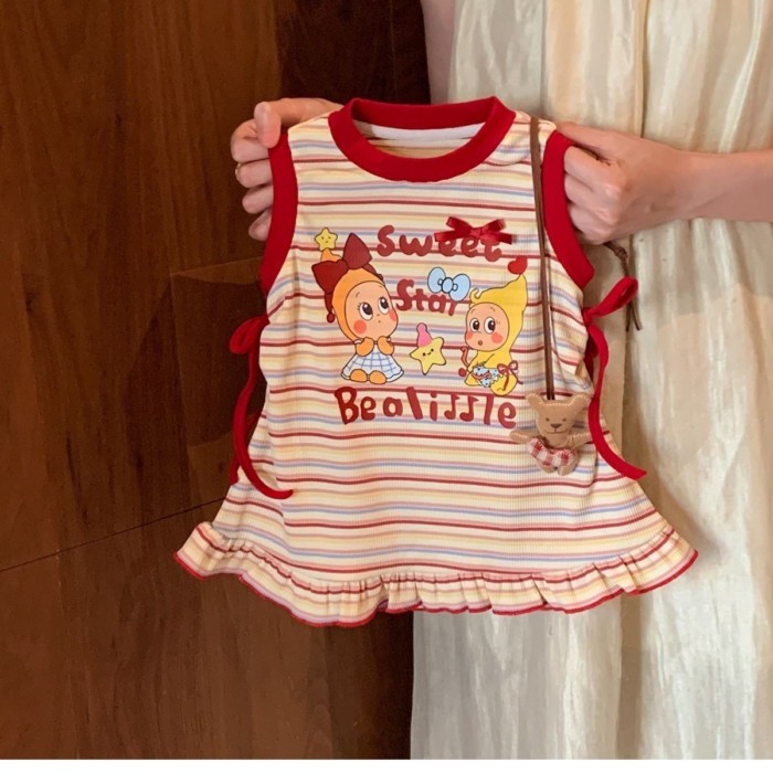 Bé Gái Mẫu Giáo Váy Đầm Mùa Hè Mới Cô Bé Bé Tank Top Váy Thời Trang Váy Dễ Thương