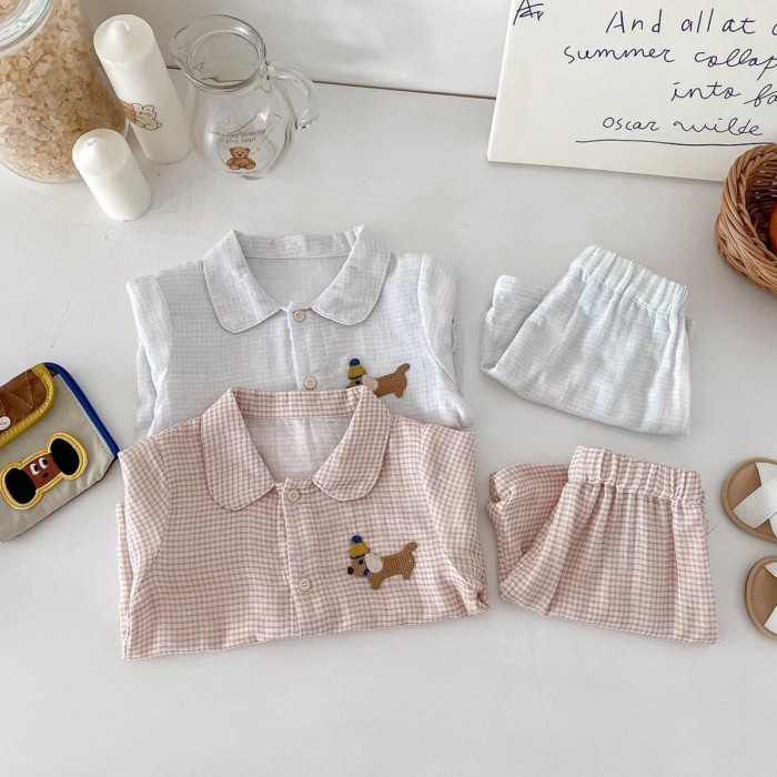 bộ đồ ngủ cho bé, đồ ngủ, bộ mỏng mùa hè, áo sơ mi ngắn tay bé trai và bé gái, quần short, bộ đồ