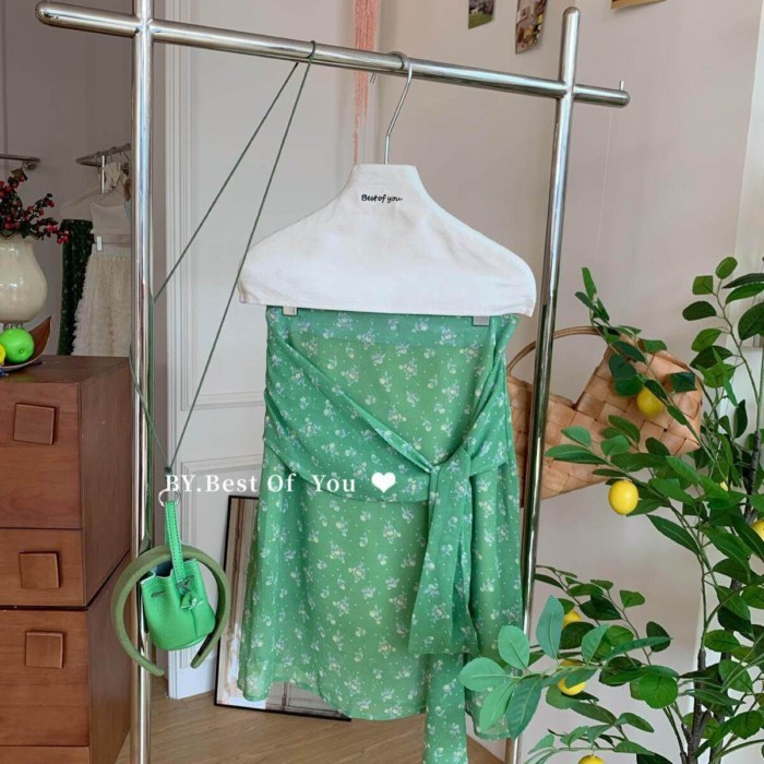 Lan ~ Thiết Kế Pháp Cảm Thấy Váy Ren Hoa Xanh Nữ Mùa Hè Phong Cách Mới Cao Cấp Ôm Hơn Nhìn Nhẹ Hơn Váy Giữa Chiều Dài
