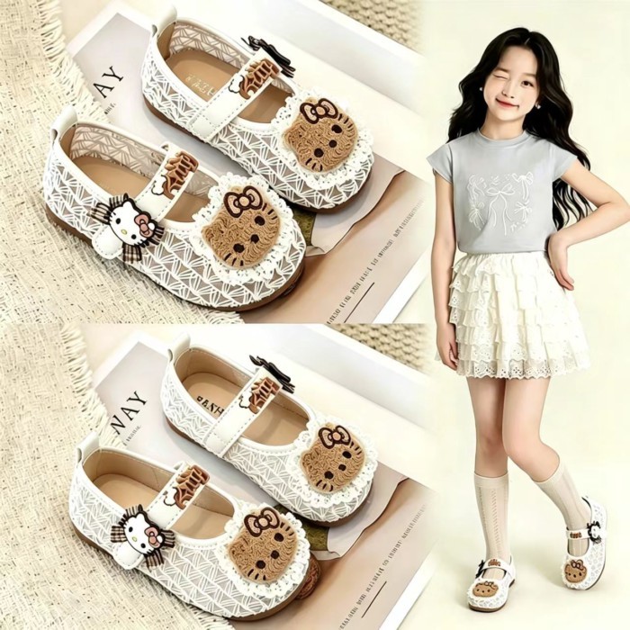 Cute Cartoon Braided Girls Sandals Girls Lace Mesh Princess Shoes Soft Sole Hollow