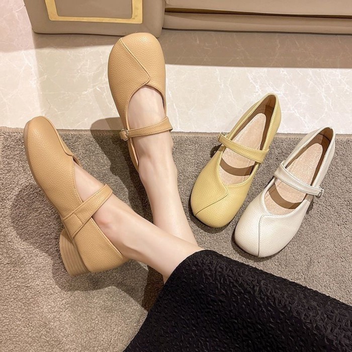 đôi giày đơn nữ mùa xuân phong cách mới dành cho bà bầu Giày đế mềm nữ mùa xuân thu phối váy