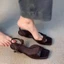 Giày sandal có khóa một từ đơn giản theo phong cách retro của Pháp dành cho nữ Giày La Mã rỗn