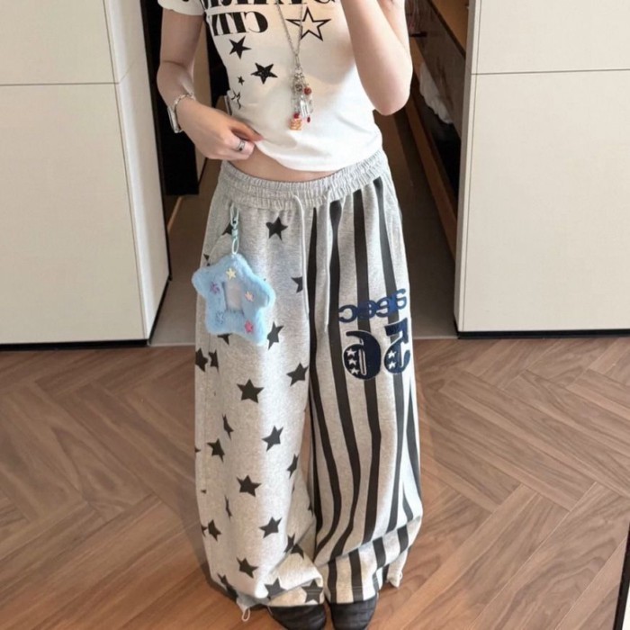 American Slim-fitting Internet Celebrity Ins Dopamine Retro Summer All-over Printed Stars Loo