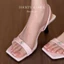 Phong cách Pháp nhỏ dọc xinh đẹp đính hoa sandal hở mũi dành cho nữ có dây đeo sau lưng giày