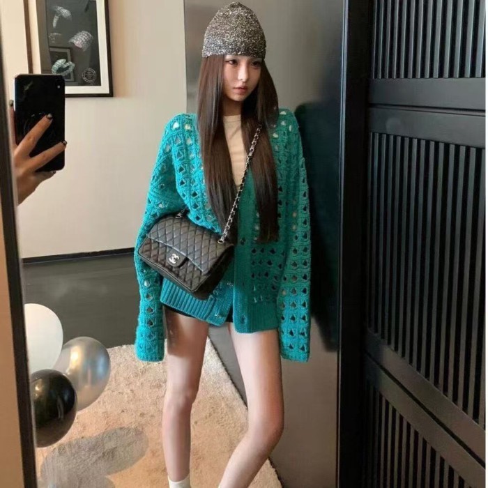 Áo len rỗng phong cách Hàn Quốc cho nữ mùa xuân hè mới đa năng thời trang lười biếng áo len d