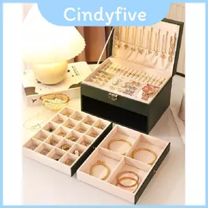 Dụng cụ sắp xếp trang sức bằng da cao cấp có hai lớp để lưu trữ an toàn Bộ sưu tập bông tai và trang sức