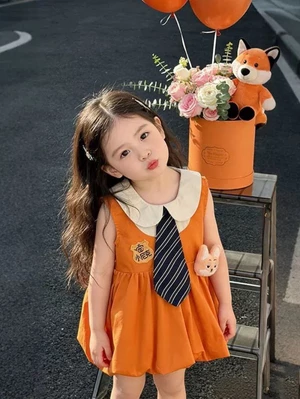 bé gái cáo nhỏ Nick vest váy mùa hè thời trang trẻ em váy công chúa phong cách preppy