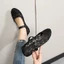 Mùa Hè Rỗng Thoáng Khí Bắc Kinh Giày Vải Lưới Giày Sandal Nữ Mùa Hè Một Dây Khóa Mũi Tròn Đế Bằn