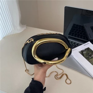 phong cách mới tinh tế cá nhân hóa bữa tối kết cấu chuỗi màu rắn đeo chéo túi vuông nhỏ phong cá