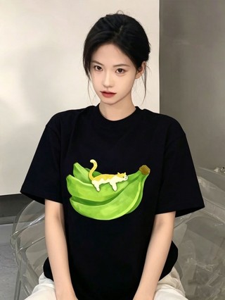 Pure Cotton Black Short-sleeved T-shirt For Women Summer New Hot Style Fashionable Half-sleev