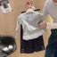 mùa xuân mới bé gái cotton nguyên chất phối ren áo sơ mi dài tay có đáy ngọt ngào và đa năng dàn