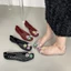 New Korean Style Jelly Shoes Women's Shallow Mouth Shoes Dopamine Crystal Shoes Square Toe Sanda