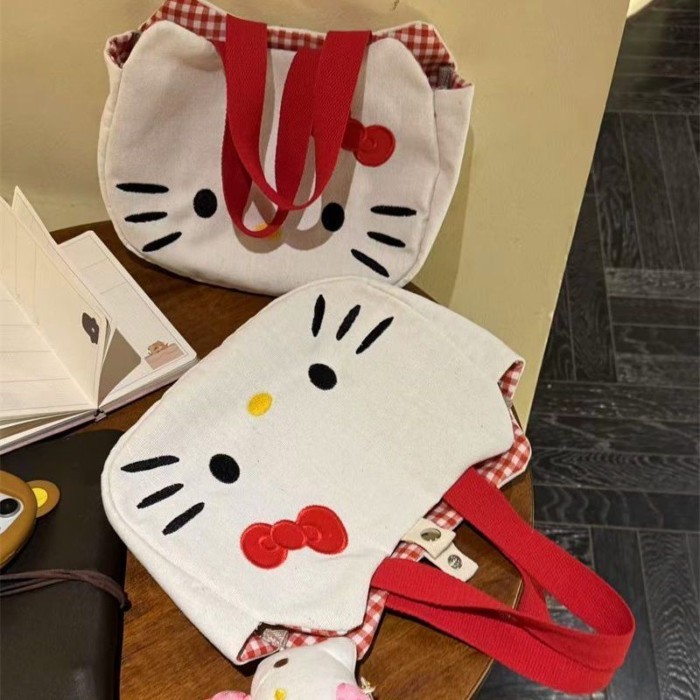 Mới Kitty Dễ Thương Túi Đựng Hoạt Hình Đi Làm Túi Túi Xách Nữ Túi Xách Công Suất Lớn