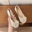 Mùa hè Giày lười đế bệt phong cách Hàn Quốc kèm váy, giày đơn nơ sequin cỡ lớn miệng nông cho