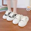đôi giày vải đế dày Baotou nửa kéo mùa hè dành cho nữ giày sandal trắng
