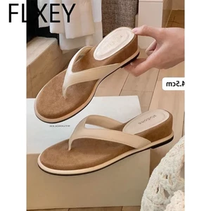 FLXEY/tăng 4,5 cm ~ Dép xỏ ngón phong cách đi nghỉ mát thông qua giày sandal gót nhọn mùa hè dành c