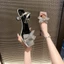 Thời Trang Ren Nơ Trong Suốt Cổ Giày Sandal Nữ Thoải Mái Gót Dày Mùa Hè Dây Đeo Giữa Gót Giày Nữ