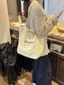New White Leopard Print Korean Double-sided Shoulder Bags Large Capacity Canvas Bags Versatile F