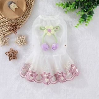 [Thú cưng dễ thương] Đầm gạc nhẹ thoáng khí cho mèo hoa ba chiều phổ thông 0,5-7,5kg