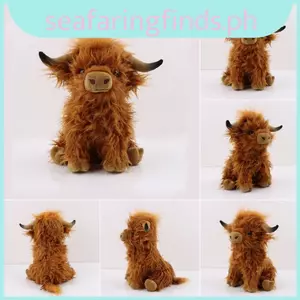 Đồ chơi nhồi bông cao nguyên bò Scotland Búp bê mô phỏng mềm mại và thân thiện với da cho trẻ em Tóc dài 98in