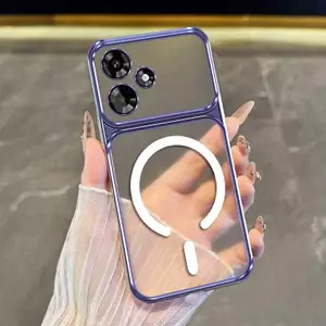 Ốp Lưng Cho POCO M6 4G M6 Plus Ốp Điện Thoại Thẩm Mỹ Chống Sốc Trong Suốt Cao Cấp Có Cuộn Dây Từ Tính Mới Cửa Sổ Lớn Silicon Mềm Mại
