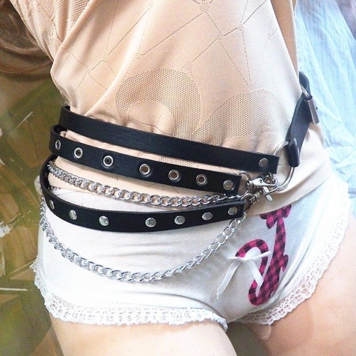 Da tối màu hợp thời trang hip-hop cá tính đa năng Punk viền hot girl dây phụ kiện váy eo dây c